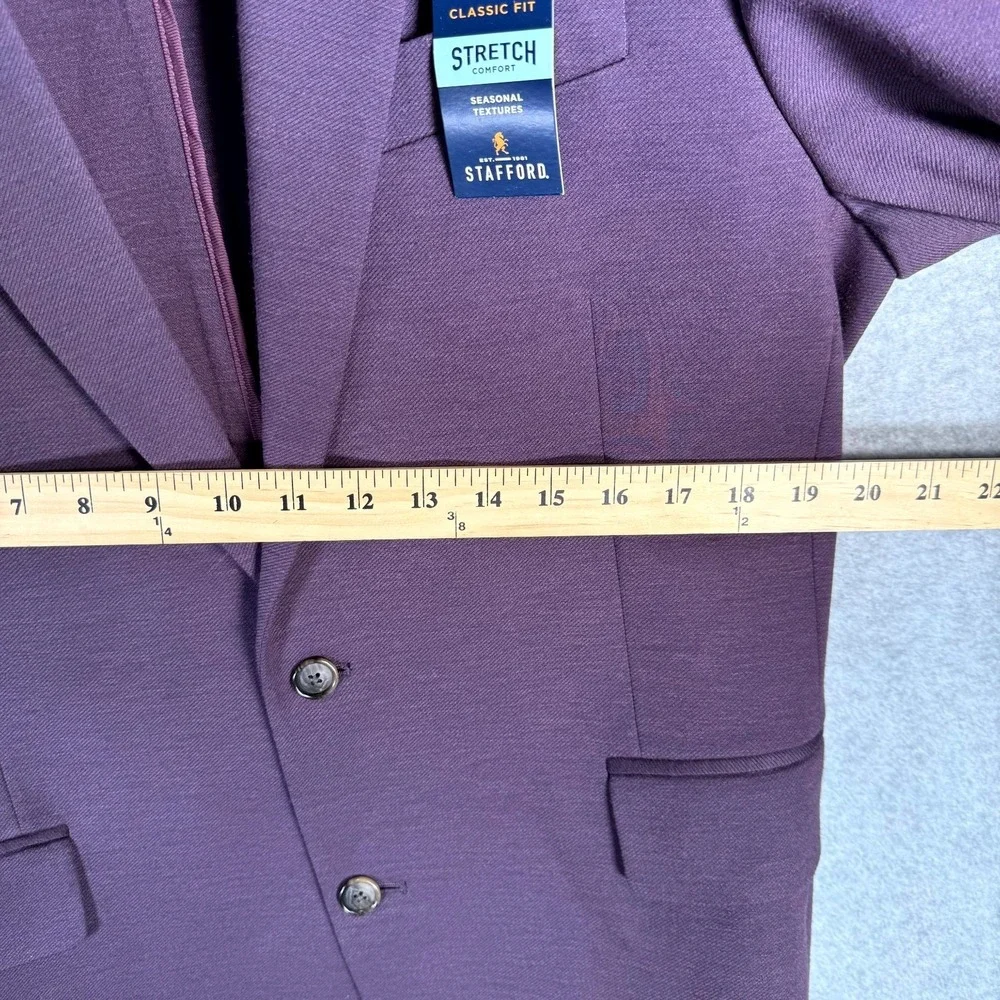 Stafford Blazer Mens 40 Plum Stretch‎ Comfort Classic Fit Notch Lapel Formal